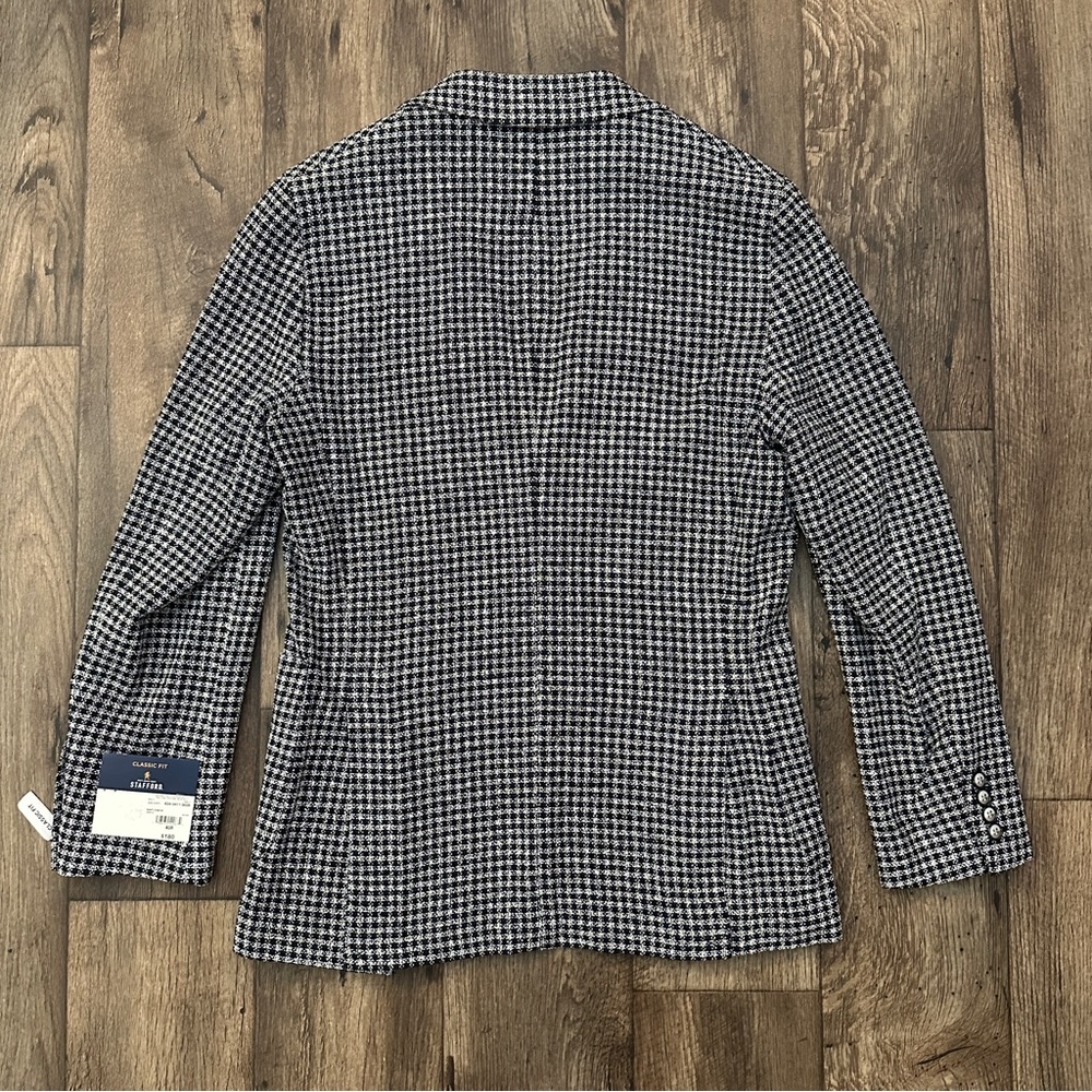 Stafford Classic Fit Sport Coat Blazer Jacket Men’s Size 40R Navy Check - Picture 14 of 15